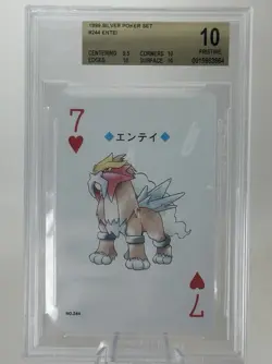.5 FROM BLACK LABEL! 1999 Pokemon Silver Poker Set - Entei - BGS 10 Vintage Card - Image 1