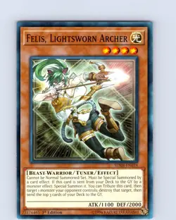 Yu-Gi-Oh TCG Felis, Lightsworn Archer SDSH-EN018 1st Edition Common Card NM - Image 1