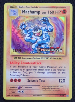 MACHAMP 59/108 STAFF - POKEMON XY EVOLUTIONS PRERELEASE STAMPED HOLO CARD - Image 1
