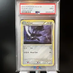 2010 POKEMON HEARTGOLD & SOULSILVER UNDAUNTED #7 SCIZOR-HOLO PSA 9 MINT - Image 1