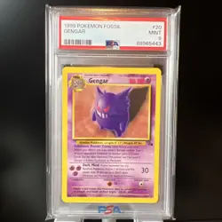 1999 Pokemon Fossil Gengar #20 Unlimited Non-Holo PSA 9 Mint - 5443 - Image 1