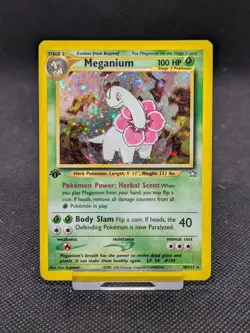 Pokemon TCG 2000 Neo Genesis Meganium 10/111 1st Edition Holo WOTC LP-NM - Image 1