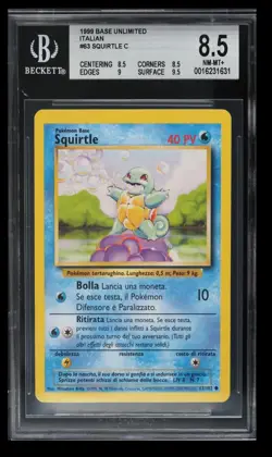 1999 Pokemon Base Set Unlimited Squirtle BGS 8.5 Italian #63 - Image 1