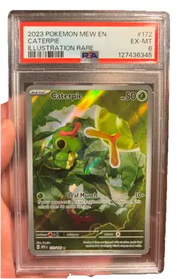 2023 Pokemon 151 Caterpie 172/165 Holo Illustration Rare PSA Ex-Mt 6 [POP 34] - Image 1