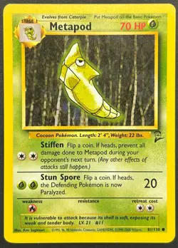 Pokemon Base Set 2 WOTC Common Metapod 81/130 Near Mint/Mint - Image 1