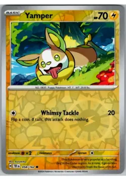Pokemon TCG Temporal Forces Reverse Holo Yamper 058/162 Common - Image 1