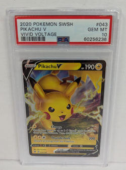 2020 Pokemon SWSH #043 Pikachu V Vivid Voltage PSA 10 - Image 1