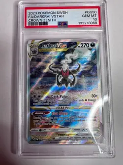 2023 POKEMON SWORD & SHIELD CROWN ZENITH #GG50 FULL ART/DARKRAI VSTAR PSA 10 - Image 1
