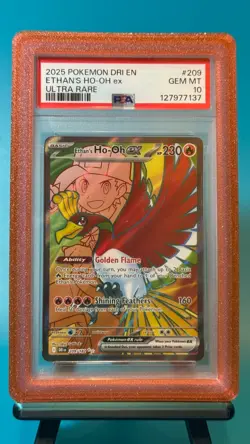 2025 POKEMON DRI EN-DESTINED RIVALS ULTRA RARE #209 ETHAN'S HO-OH EX PSA 10 - Image 1