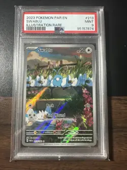 PSA 9 Mint PAR EN Swablu #213 IR - 2023 Pokemon Sv04: Paradox Rift 213 - Image 1