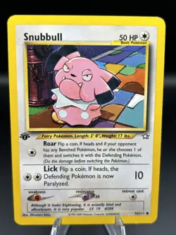 SNUBBULL - 2000 Pokemon TCG 74/111 Neo Genesis 1st Edition Common Card - LP - Image 1