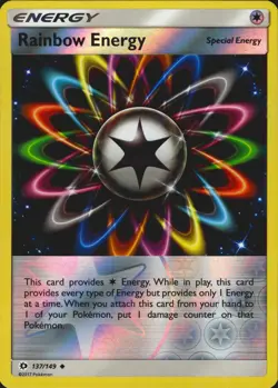Rainbow Energy 137/149 Reverse Holo SM Base Set Mint Pokemon Card - Image 1