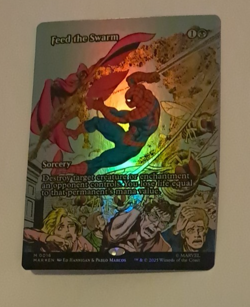 Feed the Swarm Borderless Comic FOIL NM Marvel Spiderman MTG MAGIC THE GATHERING - Image 1