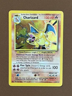Pokemon TCG Charizard 4/102 Base Set Unlimited Holo Rare MP Vintage WOTC - Image 1
