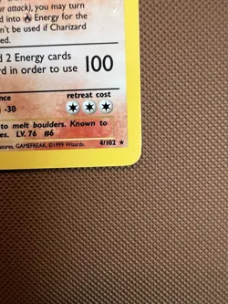 Pokemon TCG Charizard 4/102 Base Set Unlimited Holo Rare MP Vintage WOTC - Image 5