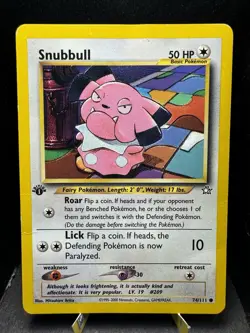 Pokemon TCG WOTC Neo Genesis 1st Edition Snubbull 74/111 Common MP/Crease - Image 1
