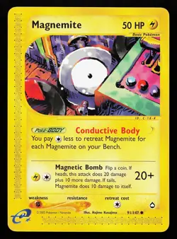 Magnemite 91/147 Common Aquapolis Pokemon Card - Image 1