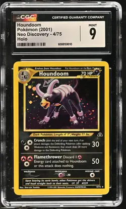 CGC 9 MINT Houndoom 2001 Neo Discovery 4/75 Holo SWIRL Pokemon Card - Image 1