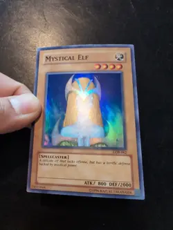 Yu-Gi-Oh! SUPER RARE HOLO CARD MYSTICAL ELF LOB-062 1996 PRINT NM - Image 2