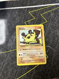 Unlimited Pokemon MANKEY Card TEAM ROCKET Set 61/82 Non-Holo Common D19 - Image 1