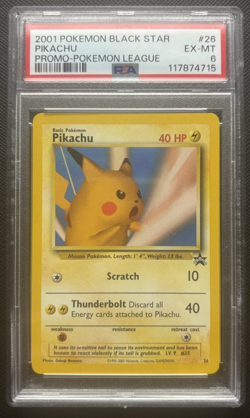 Snap Pikachu Black Star Promo 26 2001 Pokemon League 2001 PSA 6 - Image 1