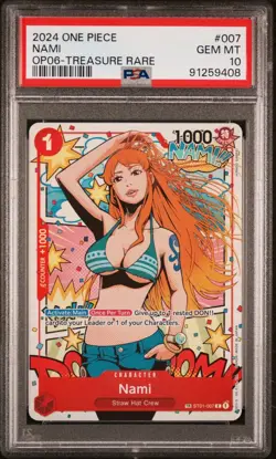 PSA 10 Nami Treasure Rare Wings of the Captain ST01-007 One Piece Card 2024 - Image 2