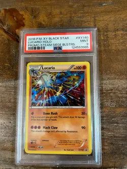 POKEMON 2016 Black Star Promos Steam Siege Blisters LUCARIO Holo #XY140 PSA 9 - Image 1