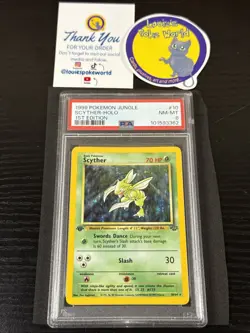 1999 POKEMON JUNGLE 1ST EDITION #10/64 SCYTHER HOLO PSA 8 - Image 1