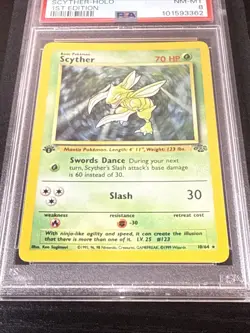 1999 POKEMON JUNGLE 1ST EDITION #10/64 SCYTHER HOLO PSA 8 - Image 2