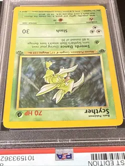 1999 POKEMON JUNGLE 1ST EDITION #10/64 SCYTHER HOLO PSA 8 - Image 3