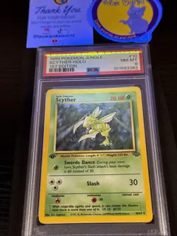 1999 POKEMON JUNGLE 1ST EDITION #10/64 SCYTHER HOLO PSA 8 - Image 4