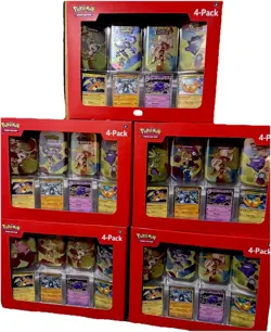 Pokemon 151 Set Of 5 Sealed Sam’s Club 4-Pack Mini Tin 40 Packs - Image 1