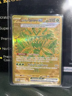 Teal Mask Ogerpon EX Pokemon Prismatic Evolutions Gold Hyper Rare # 177/131 - Image 1