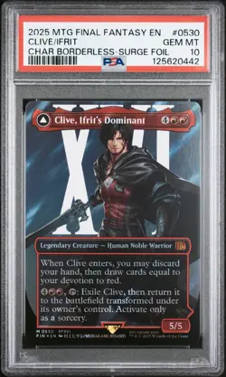 MTG Final Fantasy Clive, Ifrit's Dominant Borderless 0530 Surge Foil PSA 10 - Image 1