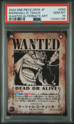 One Piece Card PSA 10 Marshall D. Teach OP09-093 Wanted Alt Art Japanese 2024 - Image 1