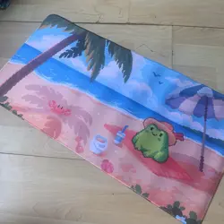Beach Frog Cottagecore Tcg Trading Card Game Play Mat Playmat Kawaii Froggy - Image 1