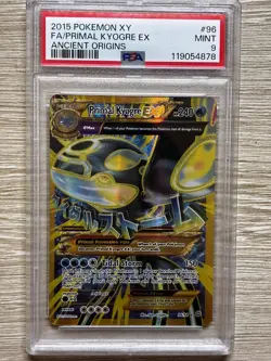 2015 Pokemon Card Primal Kyogre EX XY Ancient Origins Full Art #96 PSA 9 - Image 1