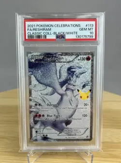 Reshiram 113/114 PSA 10 Celebrations Collection Full Art Holo Card Pokemon TCG - Image 1
