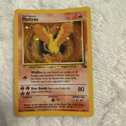 Moltres Pokemon TCG Fossil 12/62 Unlimited Holo Rare WOTC 1999 - Image 1
