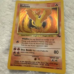 Moltres Pokemon TCG Fossil 12/62 Unlimited Holo Rare WOTC 1999 - Image 3