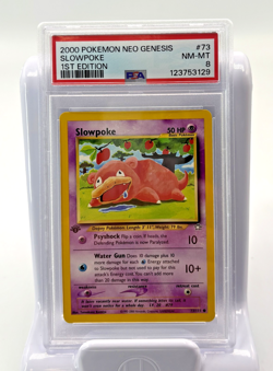 2000 Pokemon Neo Genesis Slowpoke 1st Edition #73 PSA 8 Fresh Grading Oct. 2025 - Image 1