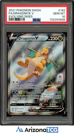 Pokemon 2021 Dragonite V 192/203 Alt Art Evolving Skies GEM MINT PSA 10 - Image 1