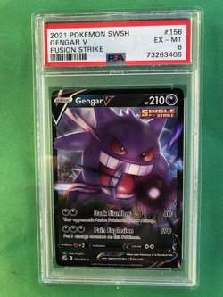 2021 POKEMON SWSH FUSION STRIKE #156 GENGAR V EX-MT PSA 6 - Image 1