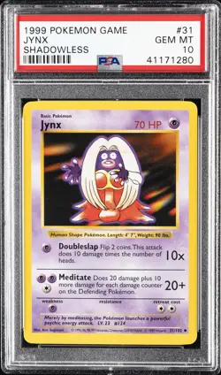 1999 POKEMON BASE SET SHADOWLESS #31 JYNX PSA 10 - Image 1