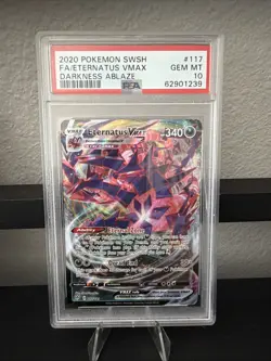 2020 POKEMON SWORD & SHIELD DARKNESS ABLAZE #117 FULL ART/ETERNATUS VMAX PSA 10 - Image 1