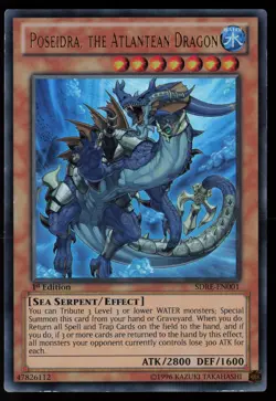 Yugioh Poseidra, the Atlantean Dragon SDRE-EN001 1st Edition Ultra Rare NM - Image 1