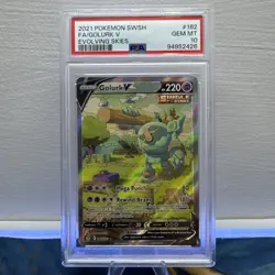 2021 PSA 10 Pokemon Evolving Skies Golurk V Alternate Art 182/203 Card Gem Mint - Image 1