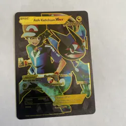Ash Ketchum Vmax Black And Red Foil Fan Art Card Hp5000000 Go 🔥weakness None🔥 - Image 1