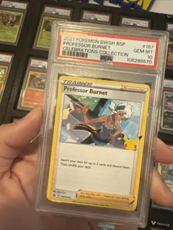 Pokemon Professor Burnet Celebrations Coll. Black Star Promo SWSH167 PSA 10 - Image 1