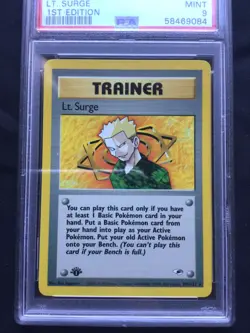 Pokemon: Gym Heroes 1st Edition Rare: Lt. Surge 101/132 PSA 9 - Image 2